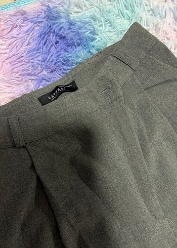 Vatkalı Gri Midi Kadın Kumaş Pantolon - Görsel 2