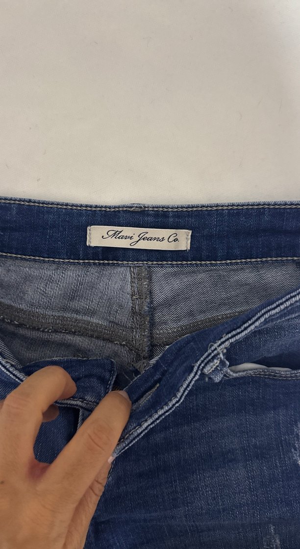 Mavi Bol Kesim Midi Denim Şort - Görsel 3