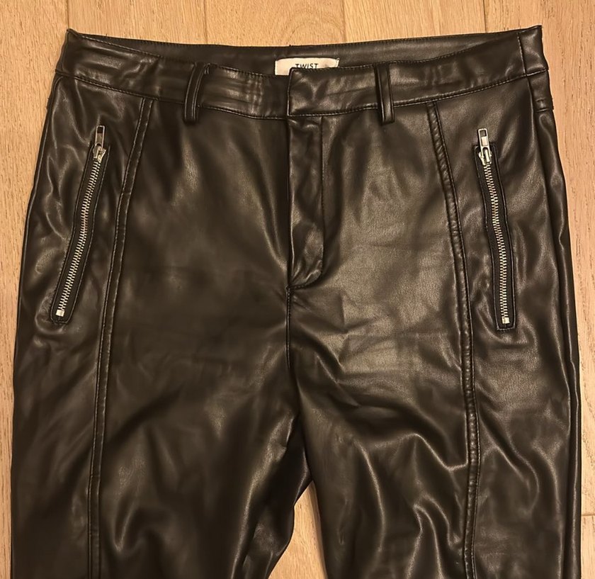 Twist Siyah Deri Kadın Pantolon - Görsel 2