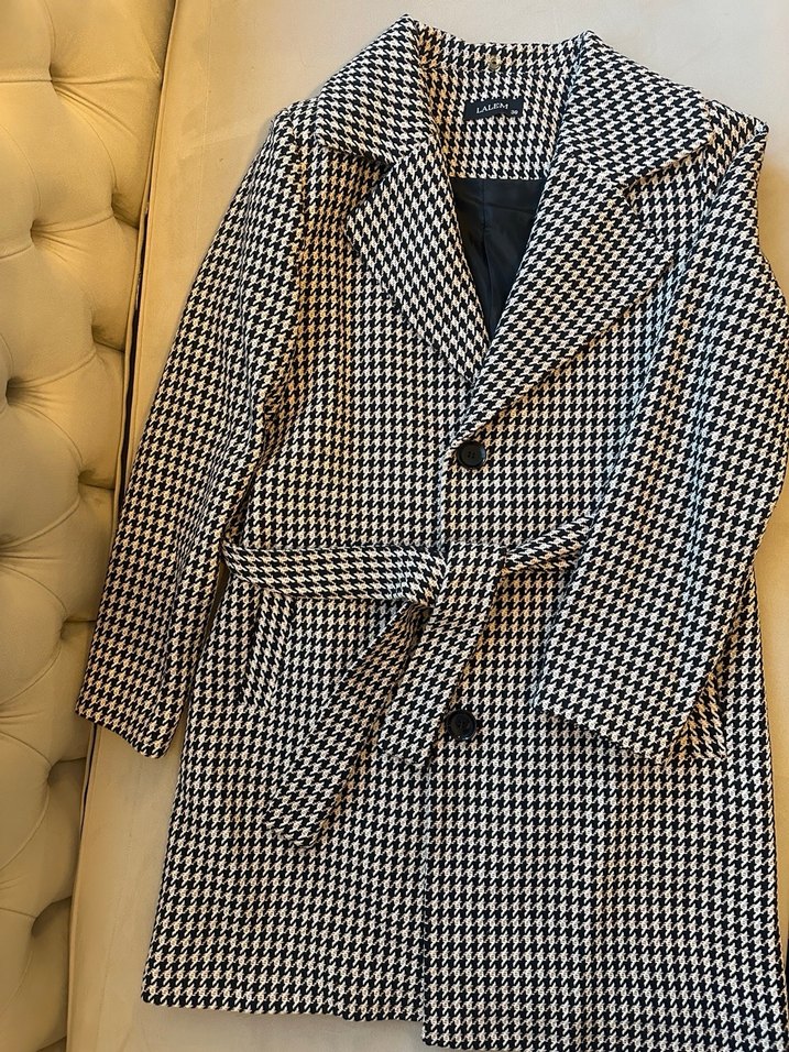 Kazayağı Desenli Manto Ceket Boyu Uzun - Görsel 4