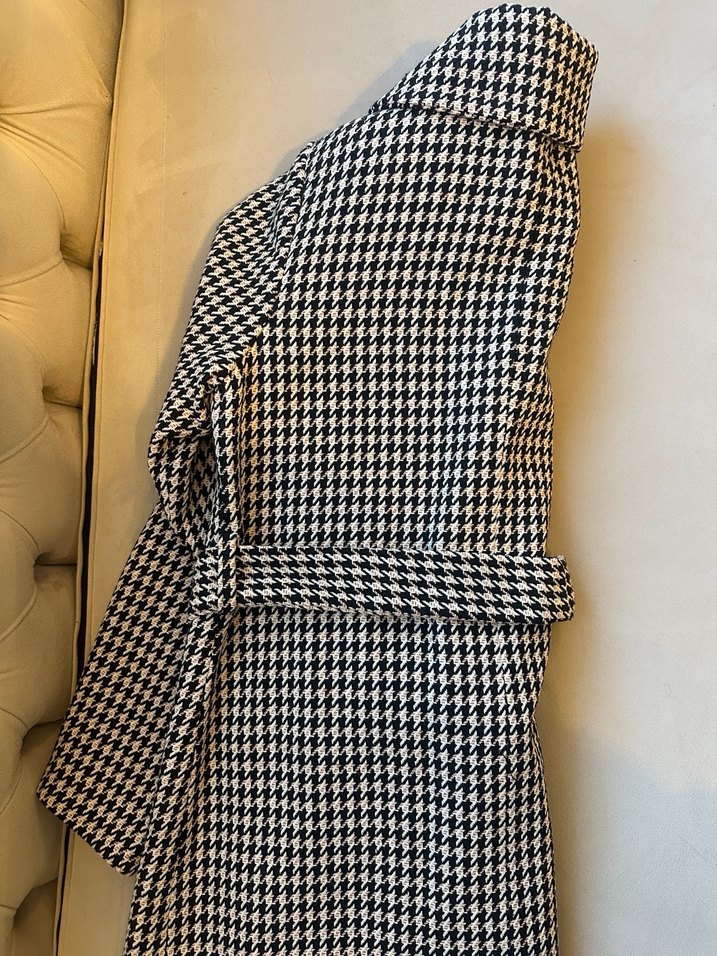 Kazayağı Desenli Manto Ceket Boyu Uzun - Görsel 3