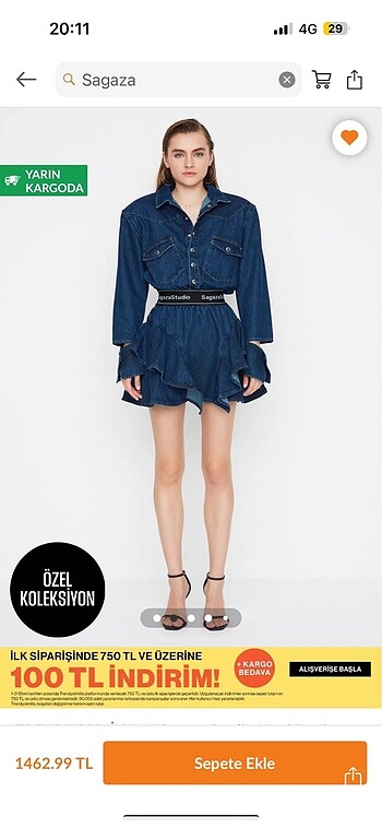 Trendyolxsagaza denim elbise