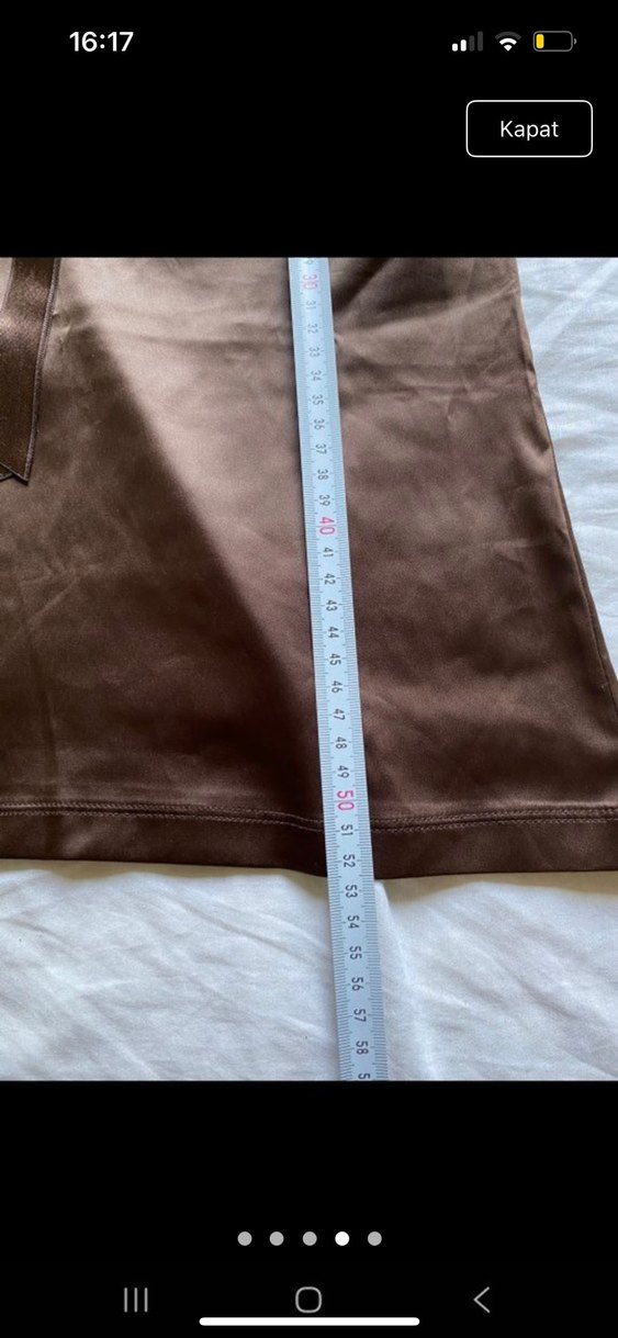 Dantel Detaylı Kahverengi Saten Bluz lolita vintage - Görsel 3