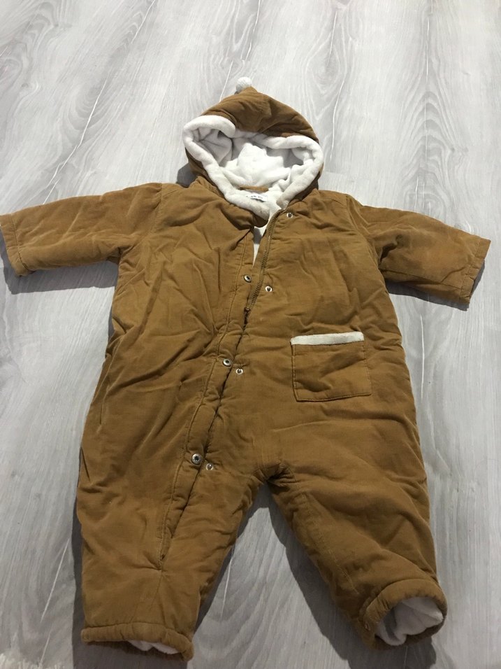 Kahverengi Kürklü Bebek Kayak Tulumu - Görsel 2