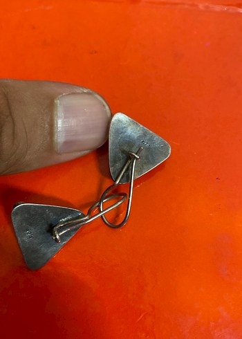 Neva Gümüş Kırmızı Mini Vintage Kadın Küpe GÜMÜŞ KÜPE