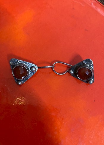 Kırmızı Mini Vintage Kadın Küpe GÜMÜŞ KÜPE