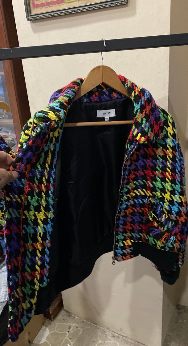 Renkli Örgü Kadın Ceket, Midi Boy, Gevşek Kesim - Görsel 2