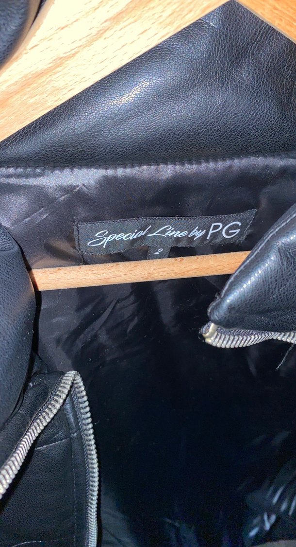 Siyah Deri Biker Ceket, Kısa Kesim - Görsel 3