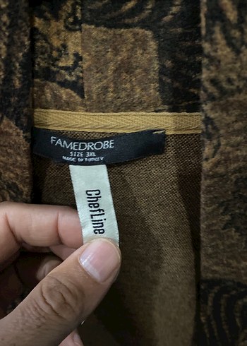 Uzun Kollu Kahverengi Desenli Bohem Hırka - Görsel 2