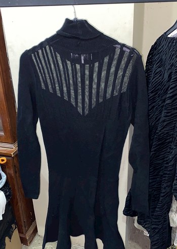 Uzun Kollu Siyah Örgü Midi Elbise - Görsel 3