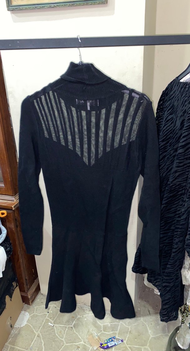 Uzun Kollu Siyah Örgü Midi Elbise - Görsel 3