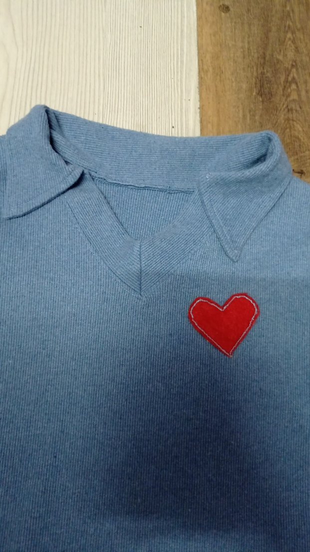 Mavi V Yaka Kısa Kollu Triko Elbise - Görsel 2