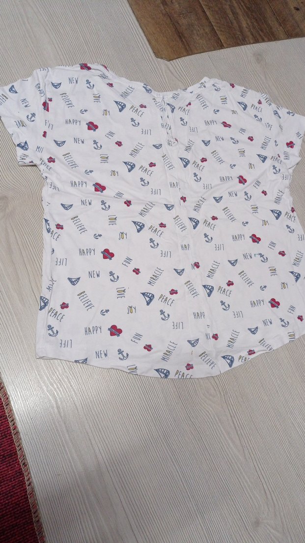 Beyaz Baskılı  Kısa Kollu Tişört - Görsel 2