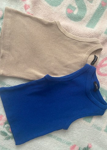 Kadın Fitilli Kolsuz Mini Triko Crop