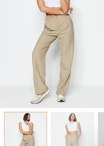 Trendyol & Milla Bej Duz Kesim Kumas Pantolon