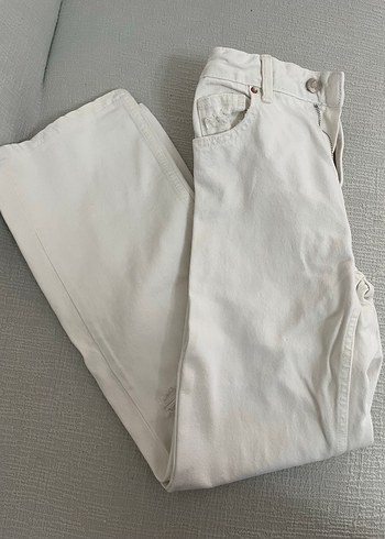 Beyaz Kadın Keten Pantolon Midi Boy