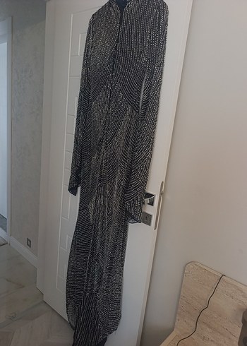 Altın İşlemeli Uzun Kollu Siyah Tuxedo Ceket - Görsel 8