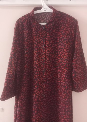 Bordo Uzun Kollu Salaş Elbise - Görsel 11