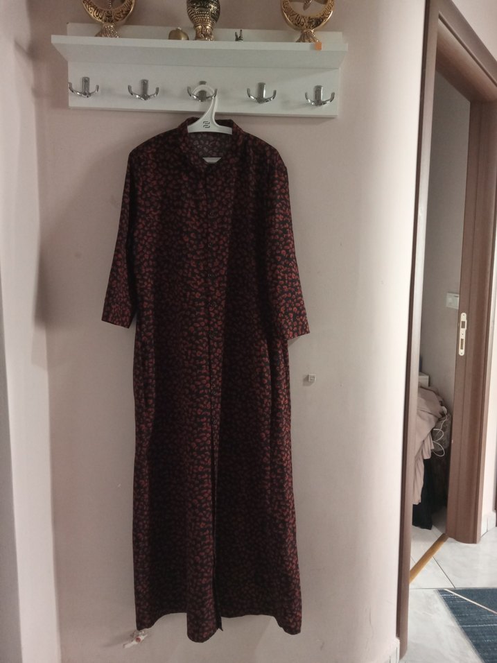 Bordo Uzun Kollu Salaş Elbise - Görsel 2