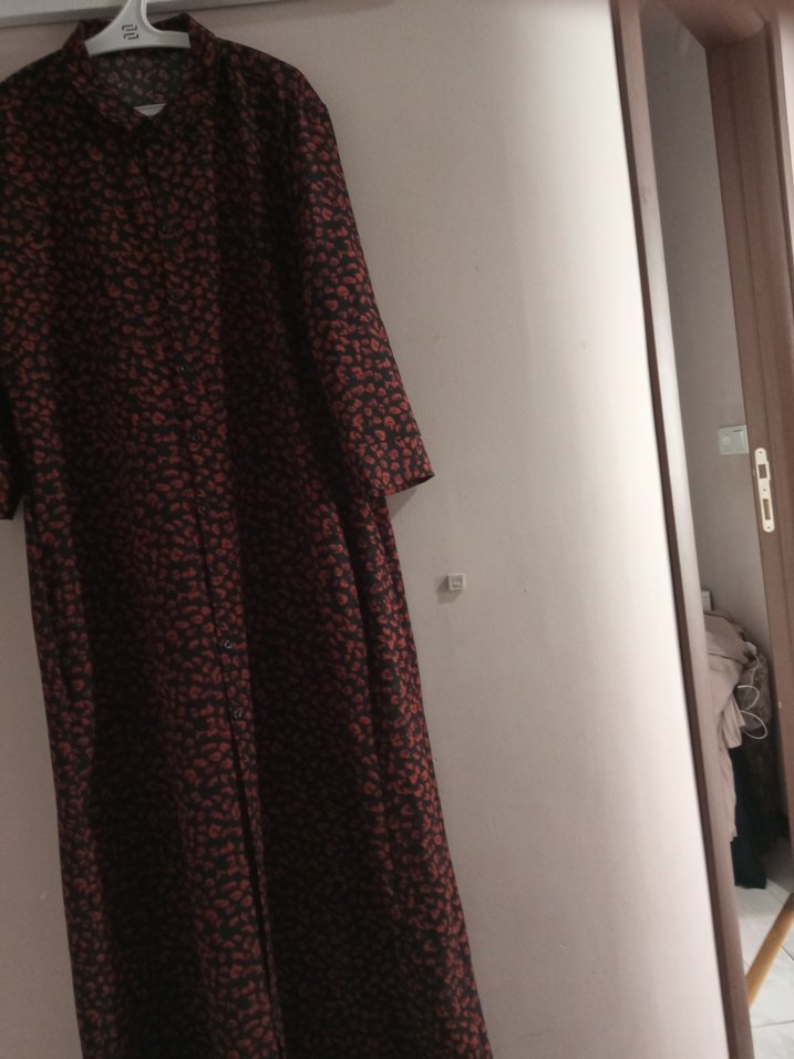 Bordo Uzun Kollu Salaş Elbise - Görsel 3