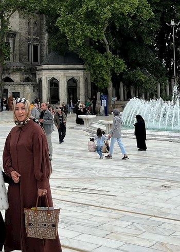 Bej Uzun Keten Elbise, Geniş Kesim, Yaka Detaylı - Görsel 4