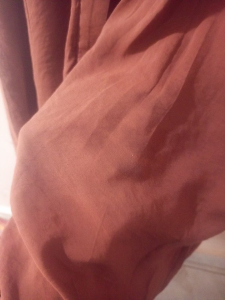 Bej Uzun Keten Elbise, Geniş Kesim, Yaka Detaylı - Görsel 3