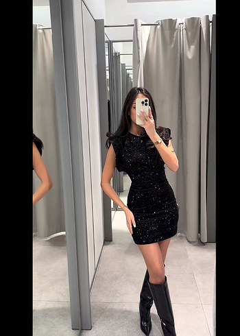 Palet mini siyah elbise