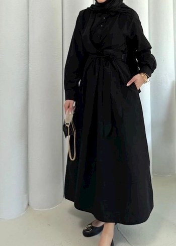 Siyah Kemerli Uzun Kadın Elbise - Görsel 2