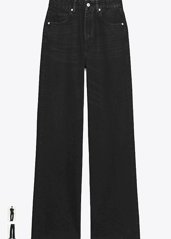 Geniş paça yüksek bel jean siyah kot - Görsel 2