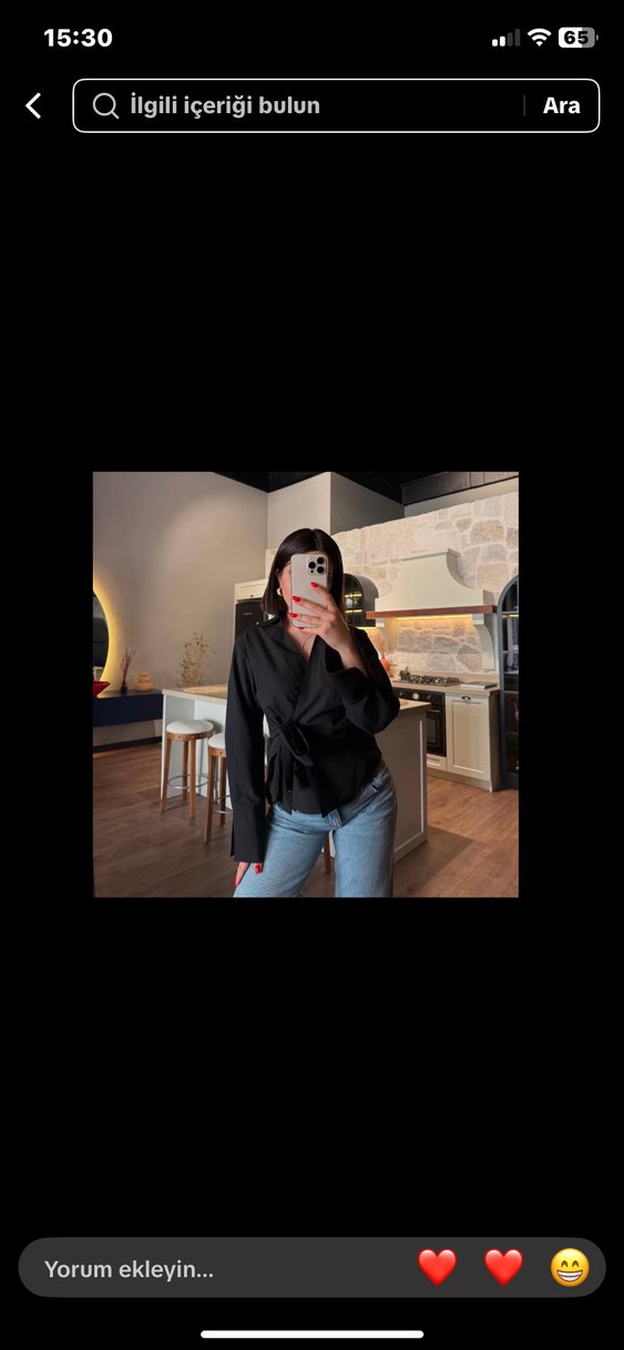 yandan bağlamalı siyah gömlek - Görsel 3