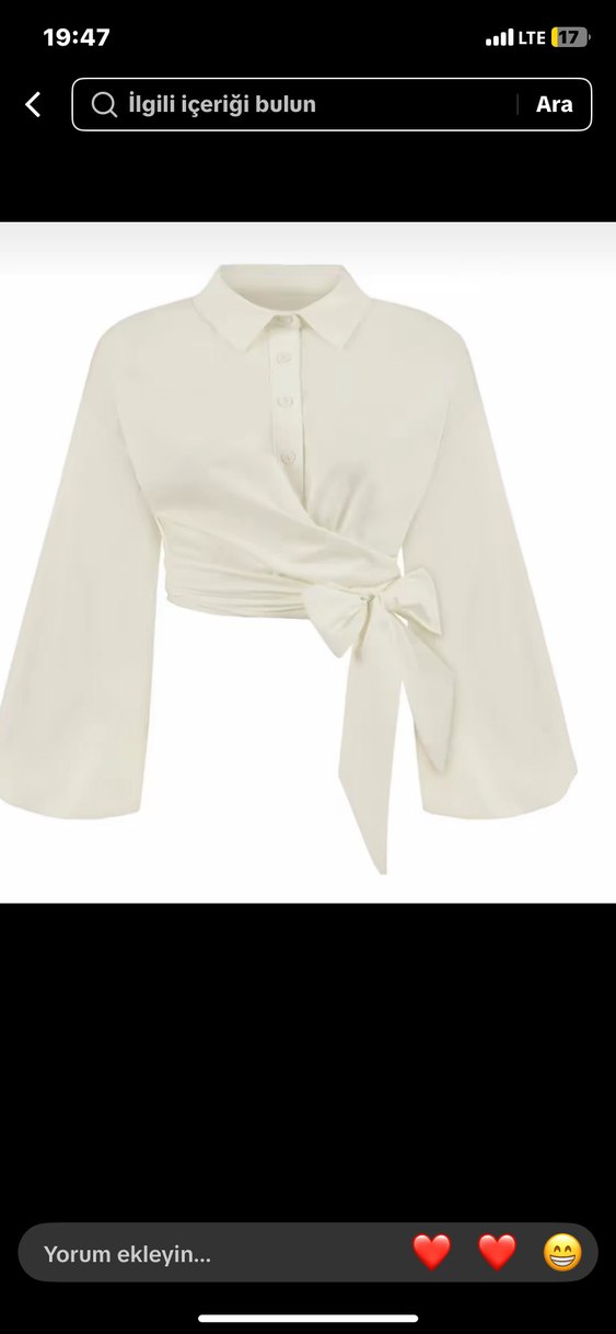 Beyaz V Yaka Kemerli Mini Denim Gömlek - Görsel 3