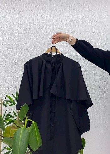 Siyah önü palerinli gömlek - Görsel 2