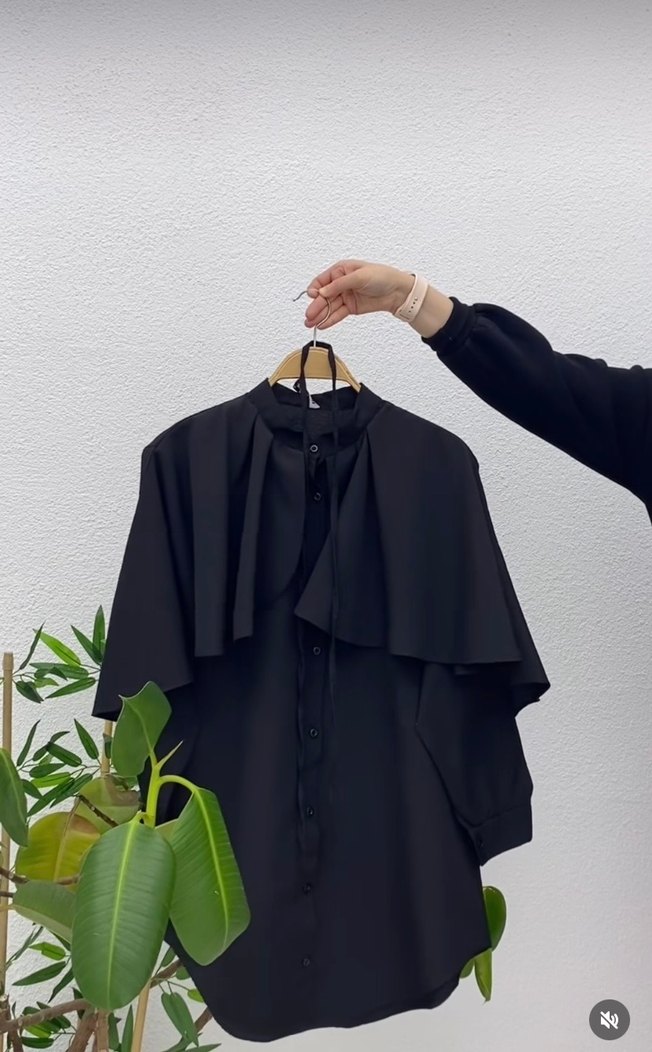 Siyah önü palerinli gömlek - Görsel 2