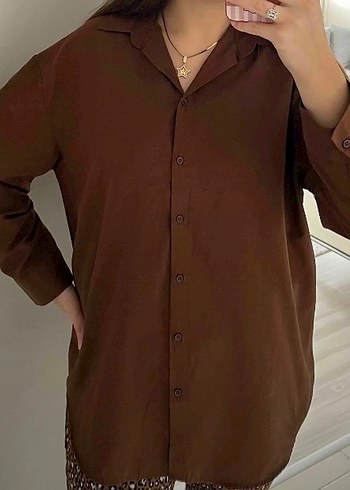 Kahverengi  Kadın Gömlek - Görsel 2