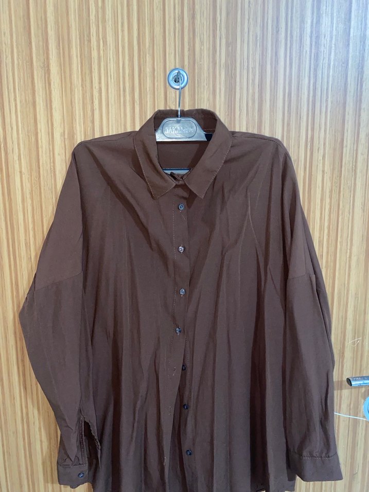 Kahverengi  Kadın Gömlek - Görsel 3