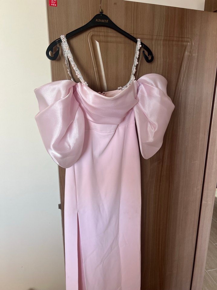 Alfabeta Pembe Straplez Uzun Elbise - Görsel 2