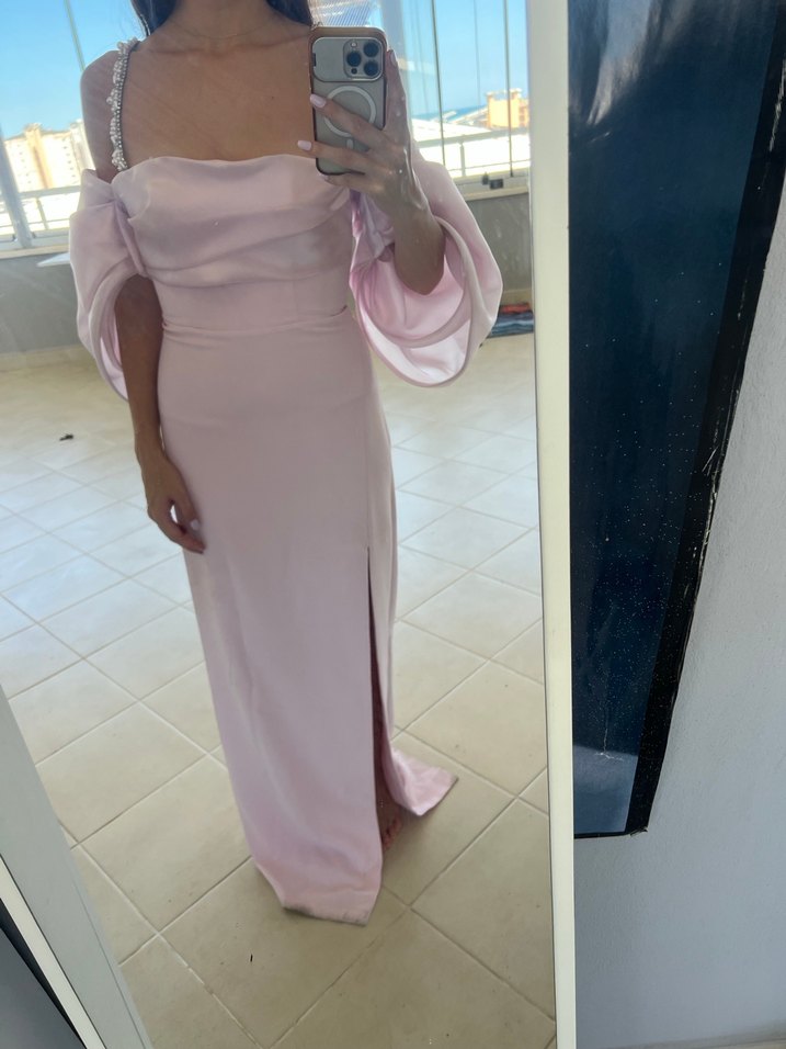 Alfabeta Pembe Straplez Uzun Elbise - Görsel 5