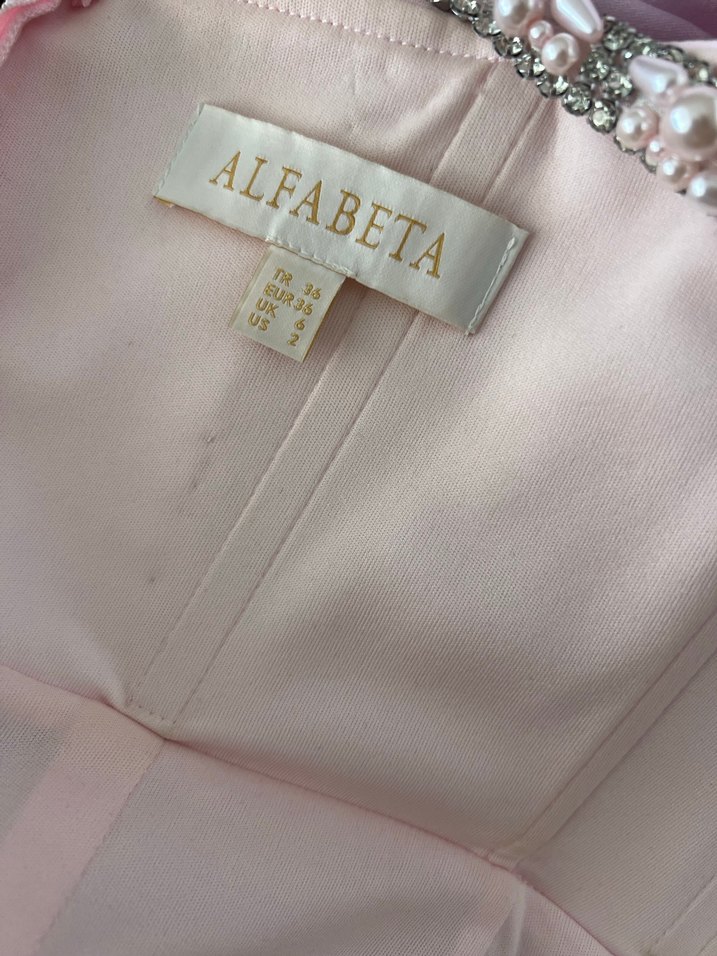 Alfabeta Pembe Straplez Uzun Elbise - Görsel 3