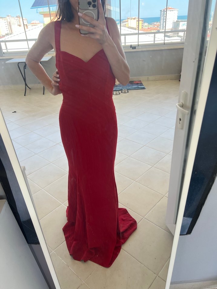 Pierre Cardin Koyu Kırmızı elbise - Görsel 3