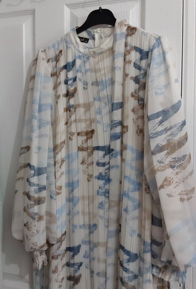 Kadın Bej Bohem Piliseli Uzun Elbise - Görsel 2