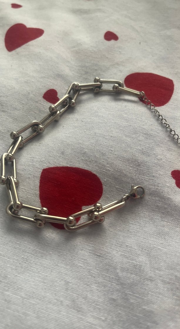 Gri Zincir Detaylı Kadın Çelik Bileklik - Görsel 2