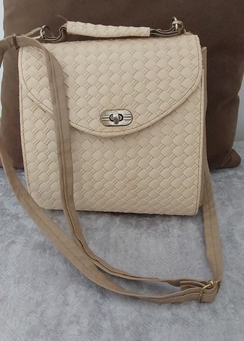 Bej Kadın Çanta, Tokalı, Bohem Stil