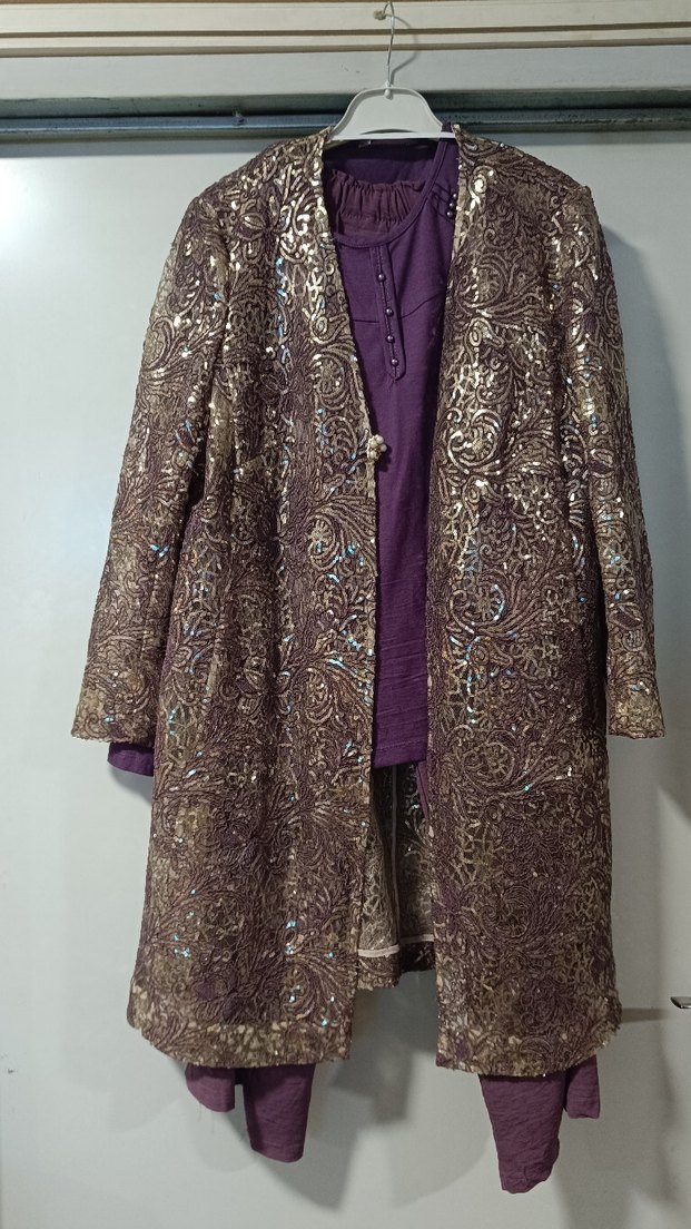 Parlak Desenli Uzun Bohem Kadın Ceket - Görsel 3