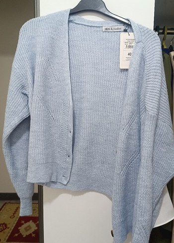 Mavi Mini Örgü Kadın Hırka - Görsel 2