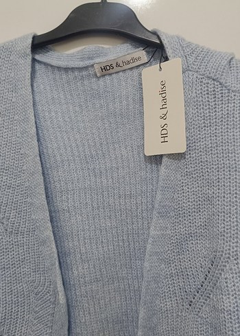 Mavi Mini Örgü Kadın Hırka - Görsel 4