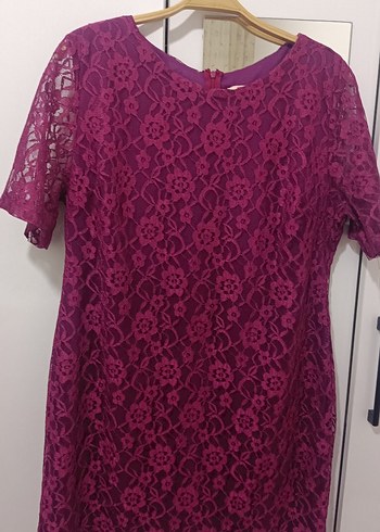 Bordo Dantelli Midi Bohem Elbise - Görsel 2