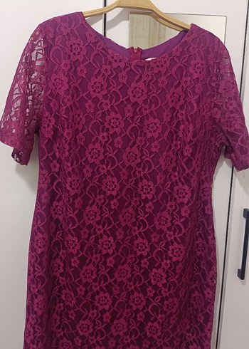 Bordo Dantelli Midi Bohem Elbise - Görsel 3