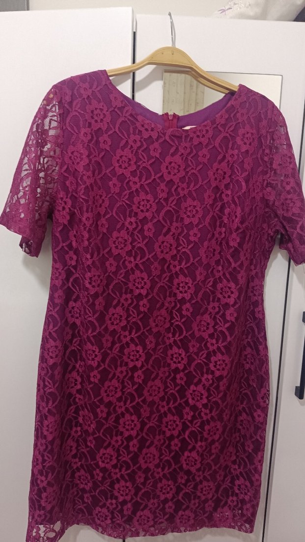 Bordo Dantelli Midi Bohem Elbise - Görsel 2