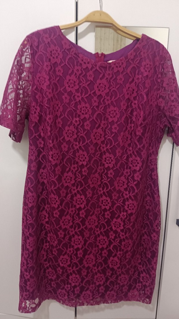 Bordo Dantelli Midi Bohem Elbise - Görsel 4