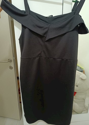 Drapeli Siyah Midi Ofis Elbisesi - Görsel 2